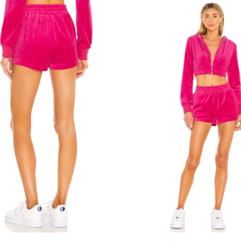 Superdown Paris‎ Velour Hot Pink Shorts XS Y2K Barbie McBling Lounge